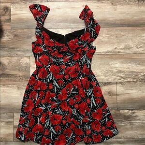 Floral Red and Black Dress